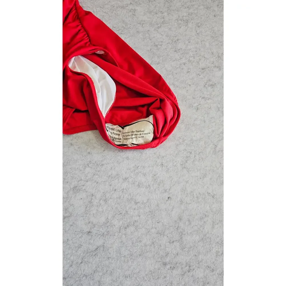 Lauren Ralph Lauren, Square Ring, Tummy Control, One Piece Swimsuit, Red, Sz 10